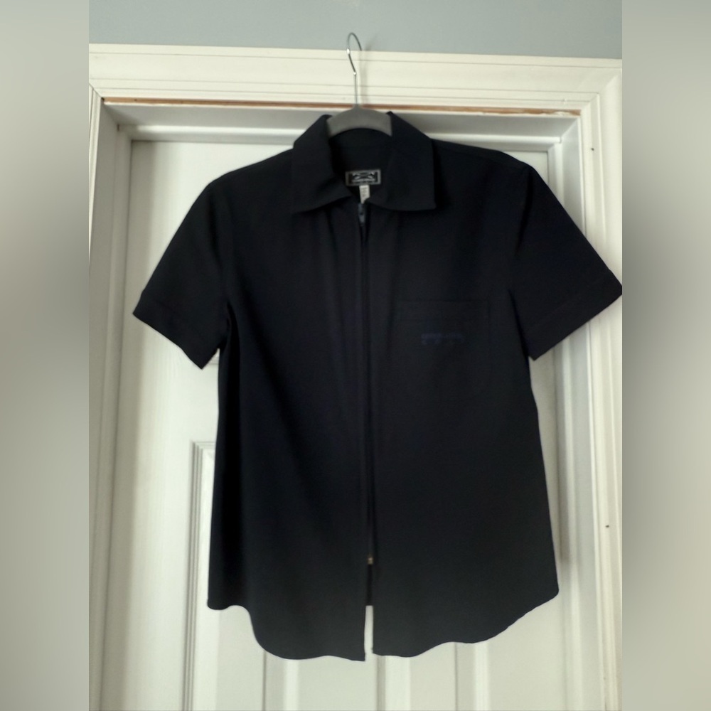 Giorgio Armani Golf Vintage Women’s Polo Full Zip Shirt Size 4 Small Navy Blue
